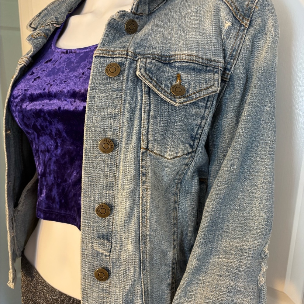 Pistola Light Blue Distressed Denim Jacket